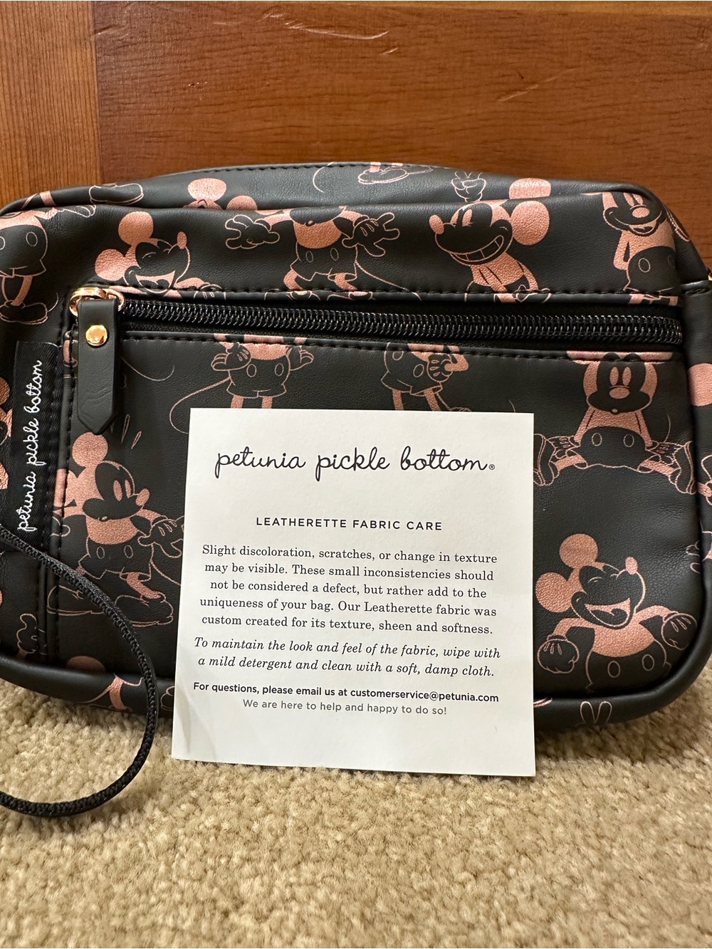 Petunia Pickle Bottom Black Crossbody/Belt Bag with Rose Gold Mickey Print - Picture 7 of 8